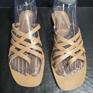 SEYCHELLES Strappy Brown Womens Size 6.5 Slip On Sandals Flats Made In Italy